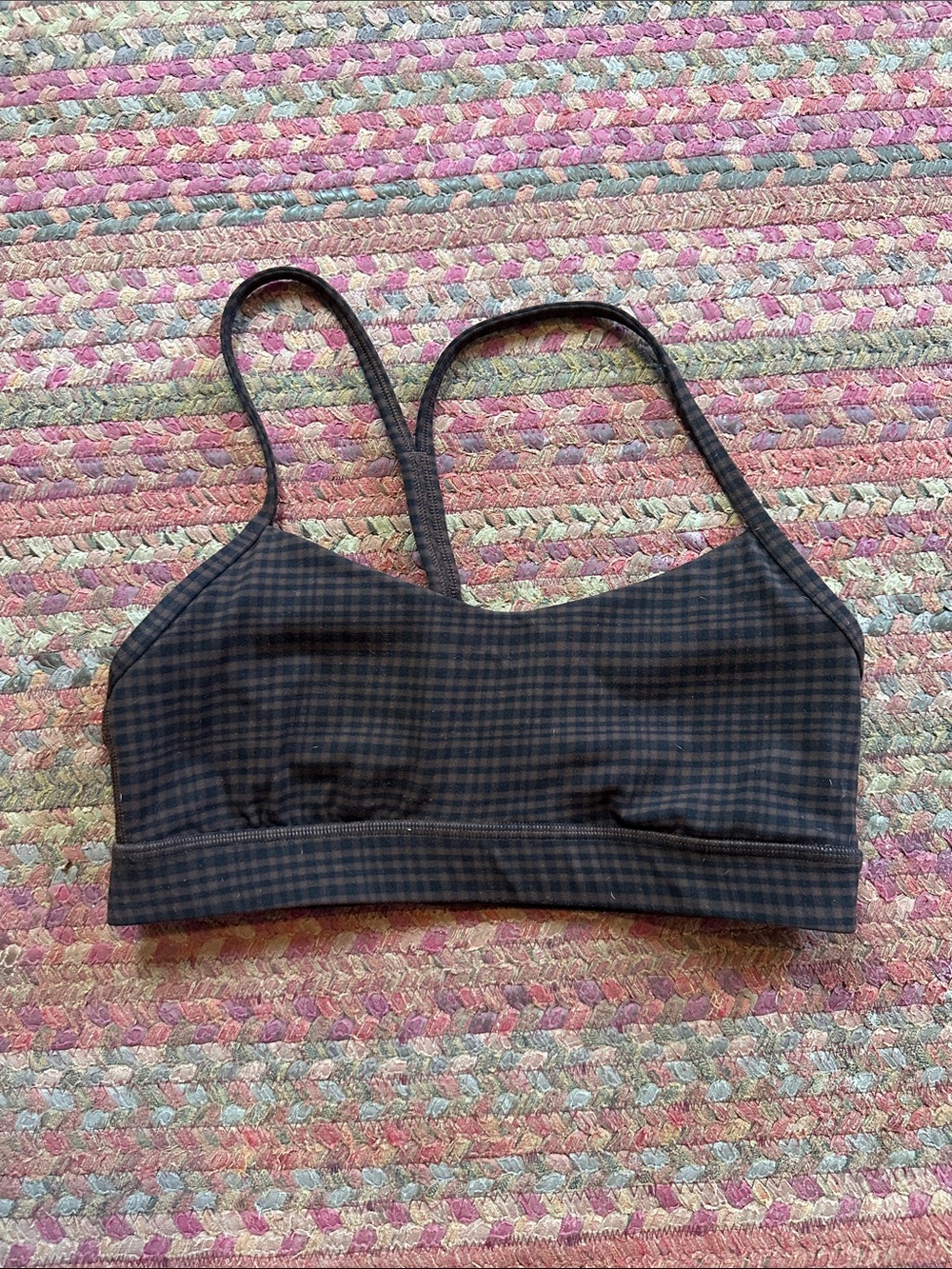 NWOT Lululemon Flow Y Bra Nulu A–C Cups Glow Grid Lava Cake multi